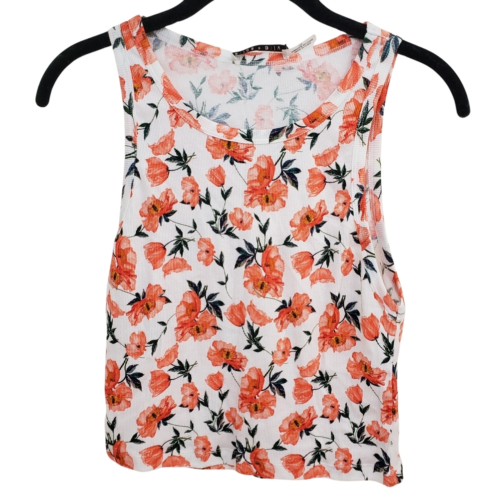 Alice + Olivia Womens Allen Floral Tank Large Falling for You Off White